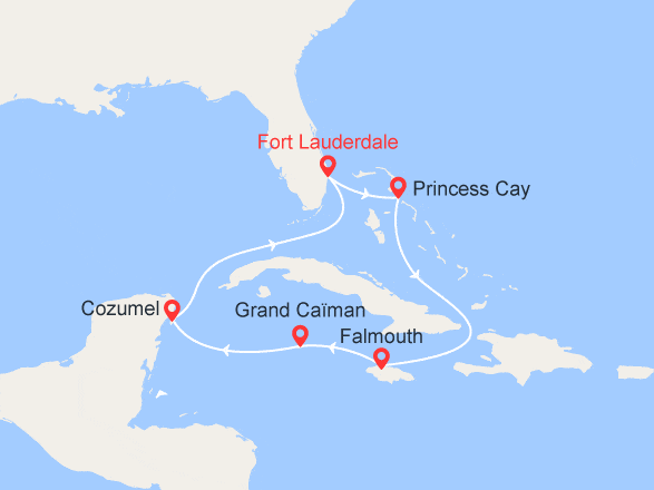 itinéraire croisière Caraïbes et Antilles : Caraïbes de l'Ouest : Bahamas, Jamaïque, Caïmans, Mexique