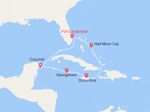 itinéraire croisière Caraïbes et Antilles : Caraïbes de l'Ouest : Bahamas, Jamaïque, Îles Caïman, Mexique