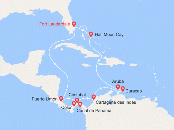 itinéraire croisière Caraïbes et Antilles : Caraïbes du Sud & Canal de Panama OFFRE PRÉFÉRENTIELLE