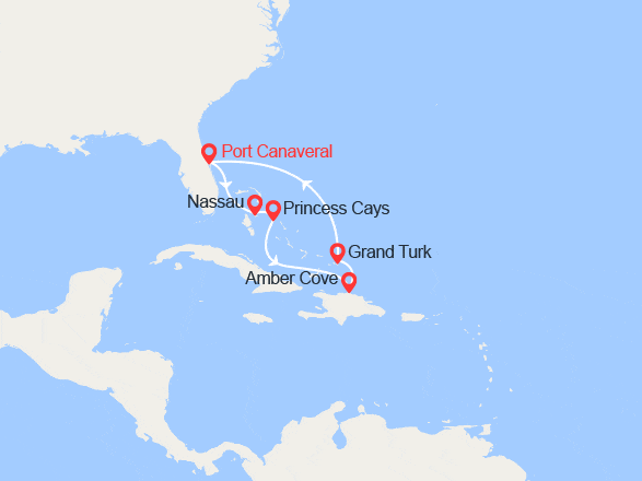 itin&eacute;raire croisi&egrave;re Caraïbes et Antilles : Caraïbes Est : Bahamas, Rép Dominicaine, Grand Turk 