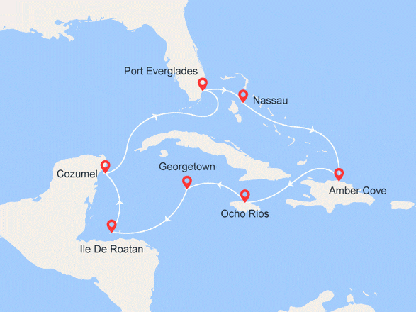 itinéraire croisière Caraïbes et Antilles : Caraïbes Magiques : Bahamas, République Dominicaine, Jamaïque, Mexique