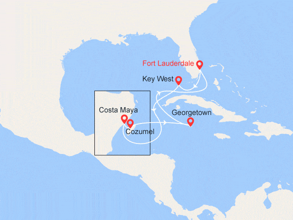 itinéraire croisière Caraïbes et Antilles : Caraïbes occidentales : Floride, Mexique, Caïmans