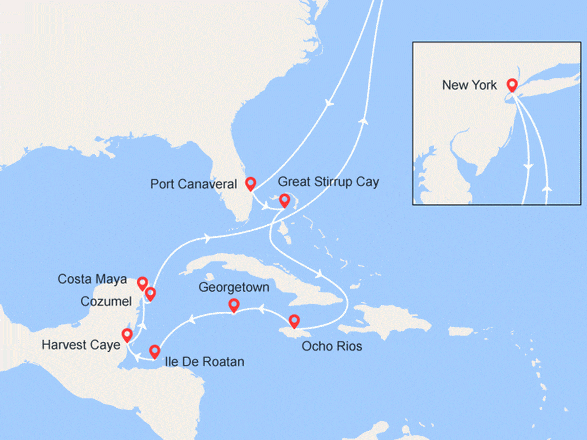 itinéraire croisière Caraïbes et Antilles : Caraïbes occidentales : Jamaïque, Mexique, Honduras, Belize