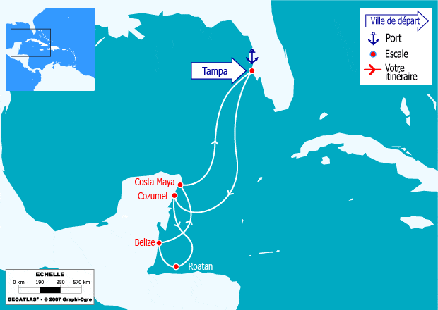itinéraire croisière Caraïbes et Antilles : Caraïbes Occidentales: Mexique, Honduras, Belize