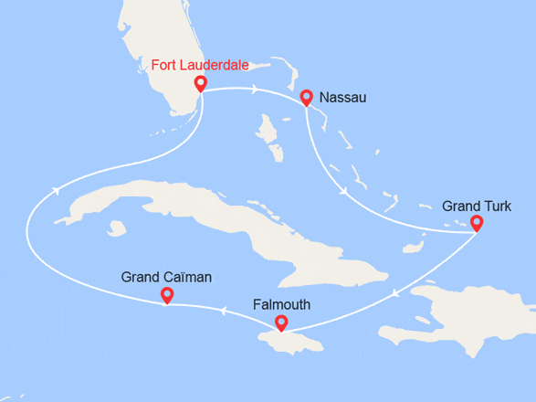 itinéraire croisière Caraïbes et Antilles : Caraïbes occidentales et Bahamas