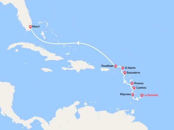 itinéraire croisière Caraïbes et Antilles : Caraïbes orientales
