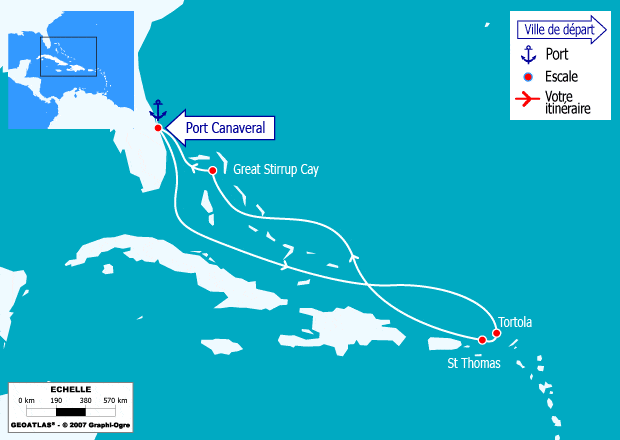 itinéraire croisière Caraïbes et Antilles : Caraïbes Orientales: Iles Vierges et Bahamas