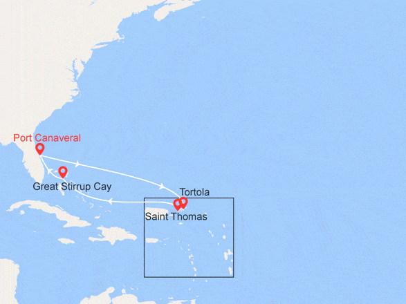 itinéraire croisière Caraïbes et Antilles : Caraïbes Orientales: Iles Vierges et Bahamas