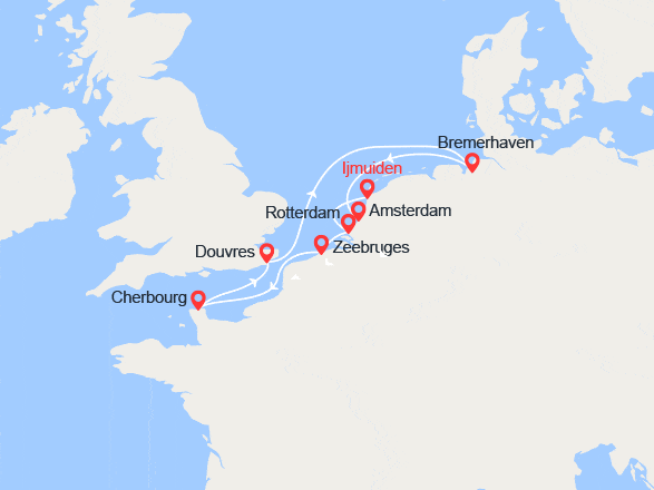 itinéraire croisière Europe du Nord - Islande : Charmes Citadins : Royaume-Uni, Belgique, Allemagne, Pays-Bas