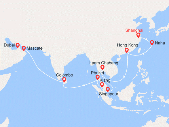 itinéraire croisière Asie : Chine, Japon, Thaïlande, Singapour, Sri Lanka, Oman, Abu Dhabi