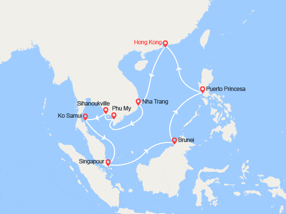 itinéraire croisière Asie : Chine, Vietnam, Cambodge, Singapour, Brunei, Philippines