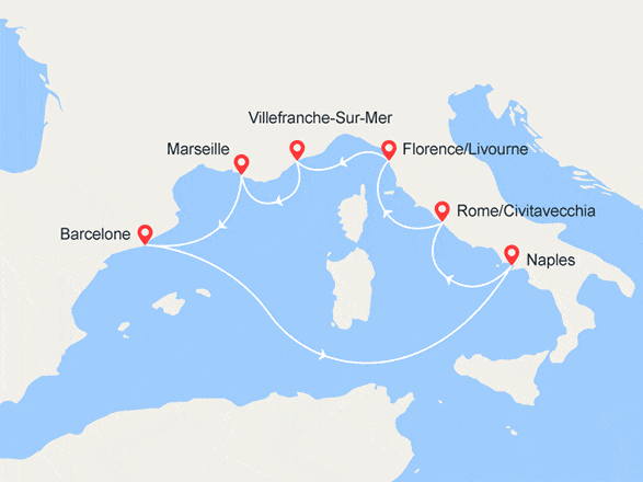 itinéraire croisière Méditerranée : Cinq Merveilles de la Méditerranée