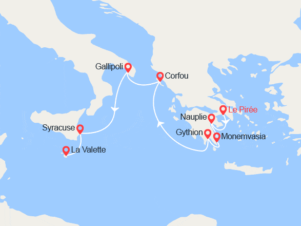 itin&eacute;raire croisi&egrave;re Méditerranée Orientale : Cités antiques de Méditerranée 