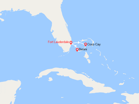 itin&eacute;raire croisi&egrave;re Caraïbes et Antilles : CocoCay, Bimini au départ de Fort Lauderdale 