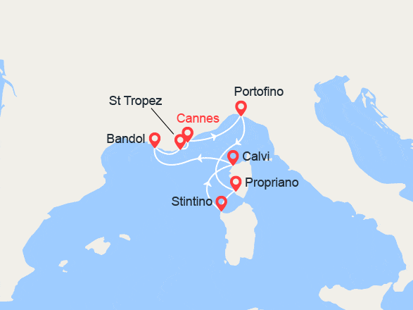 itinéraire croisière Méditerranée : Corse & Côte d'Azur