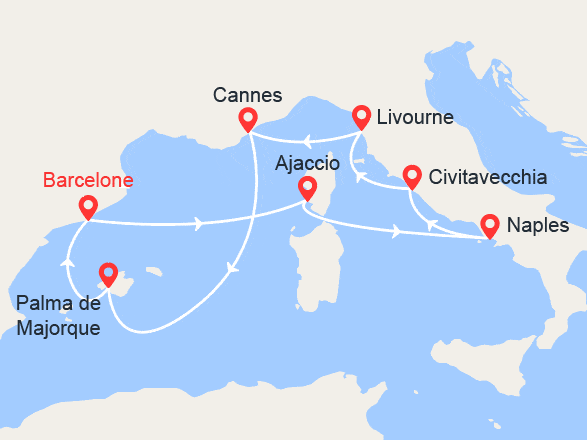 itinéraire croisière Iles Baléares : Corse, Italie, Côte d'Azur, Majorque