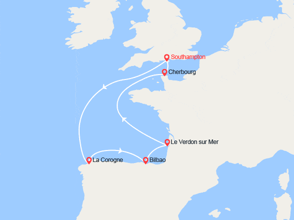itinéraire croisière Europe du Nord : Côte Atlantique: Espagne, France