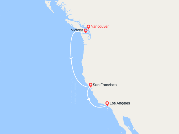 itin&eacute;raire croisi&egrave;re Amérique du Nord : Côte ouest de l'Amérique du Nord : de Vancouver à Los Angeles 