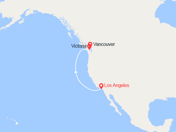 itin&eacute;raire croisi&egrave;re Amérique du Nord : Côte Pacifique : de Los Angeles à  Vancouver 
