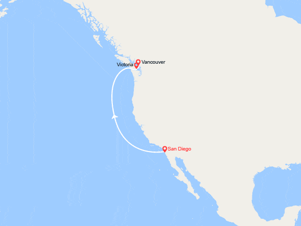 itinéraire croisière Amérique du Nord : Côte Pacifique: de San Diego à Vancouver