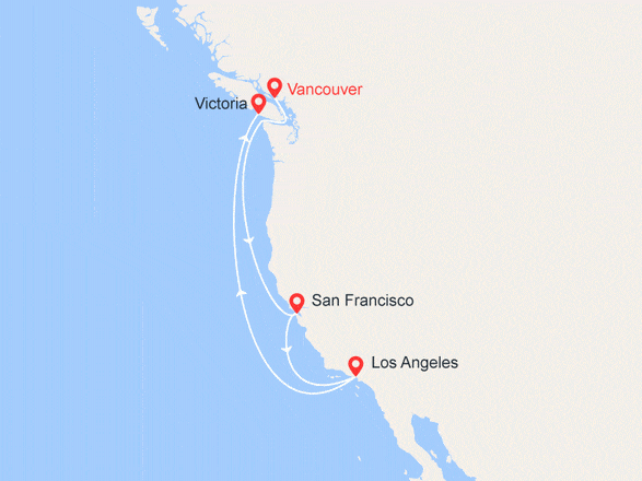 itinéraire croisière Alaska : Côte Pacifique au départ de Vancouver