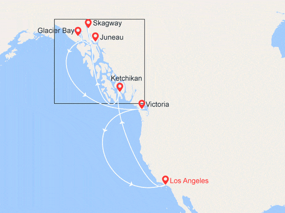 itinéraire croisière Alaska : Côte Pacifique et Alaska