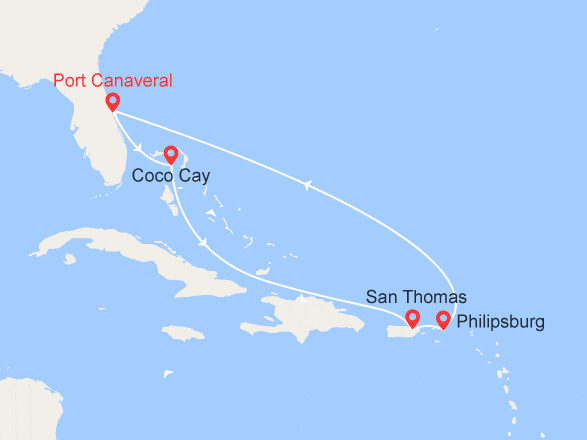 itinéraire croisière Caraïbes et Antilles : Couleurs des Iles : Bahamas, Iles Vierges et St Martin