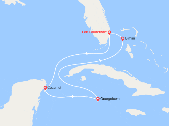 itin&eacute;raire croisi&egrave;re Caraïbes et Antilles : Cozumel, George Town, Bimini 