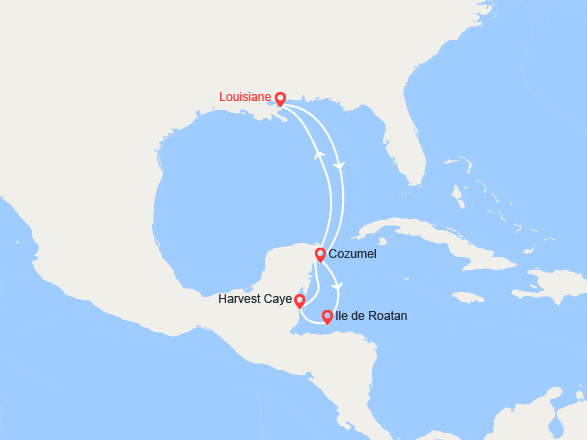 itinéraire croisière Caraïbes et Antilles : Cozumel, Honduras, Belize 
