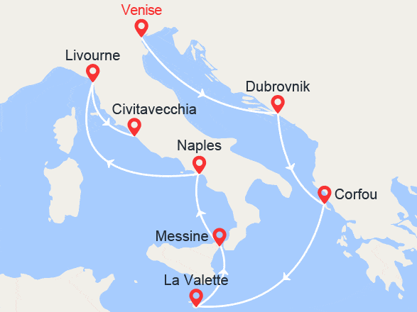 itinéraire croisière Croatie/Adriatique : Croatie, Grèce, Malte, Italie