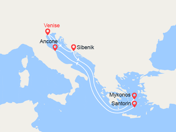 itinéraire croisière Iles grecques : Croatie, Iles Grecques, Italie