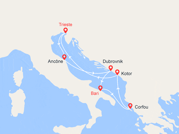 itinéraire croisière Croatie/Adriatique : Croatie, Italie, Iles grecques, Monténégro