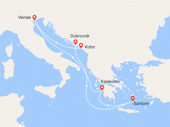 itinéraire croisière Iles grecques : Croatie, Monténégro & Iles Grecques