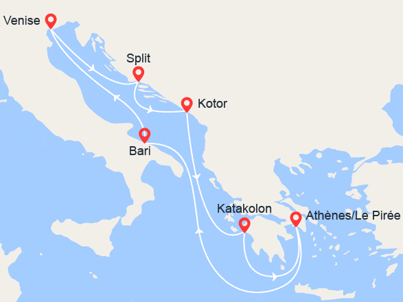 itinéraire croisière Croatie/Adriatique - Croatie/Adriatique : Croatie, Monténégro, Grèce