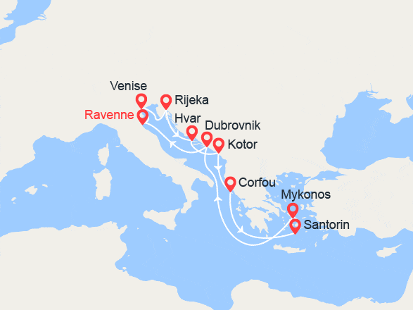 itinéraire croisière Méditerranée Orientale : Croatie, Monténégro, Grèce