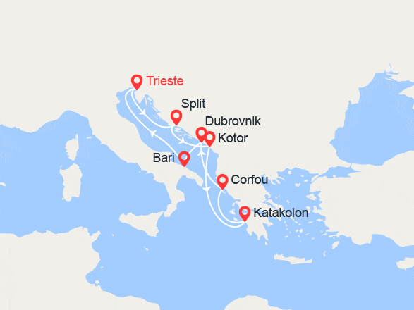 itinéraire croisière Iles grecques : Croatie, Monténégro, Iles Grecques