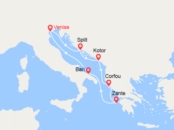itinéraire croisière Croatie/Adriatique : Croatie, Monténégro, Iles grecques, Italie (2)