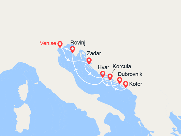 itinéraire croisière Croatie/Adriatique : Croatie et Monténégro
