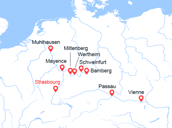 itinéraire croisière Rhin et ses affluents : Croisière authentique au cœur de l'Europe, du Rhin au Danube (SVN_PP)
