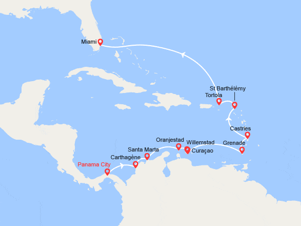 itin&eacute;raire croisi&egrave;re Amérique du Sud : Croisière Caraïbes & Amérique centrale : Panama, Colombie, Aruba, Curaçao 
