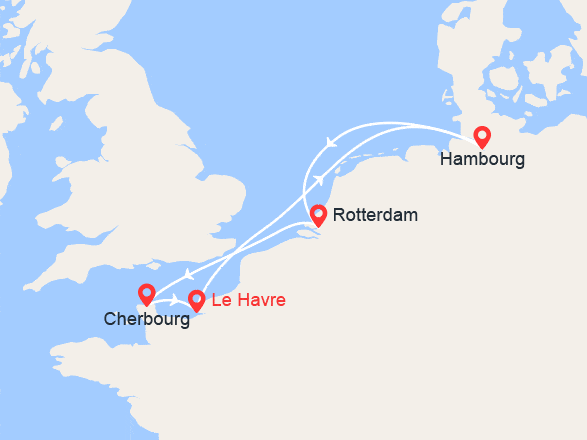 itin&eacute;raire croisi&egrave;re Europe du Nord : Croisière de Noël : Allemagne, Pays Bas, Belgique, France 