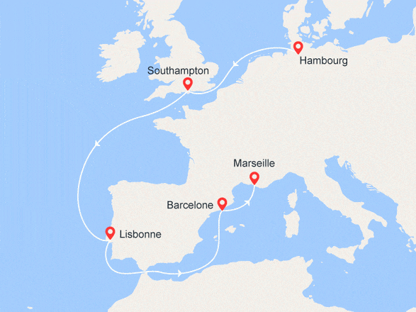 itinéraire croisière Europe du Nord : CROISIÈRE INAUGURALE : En route vers le Sud