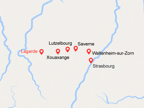 itinéraire croisière Rhin et ses affluents : Croisière sur le canal de la Marne au Rhin de Lagarde à Strasbourg (XOS)