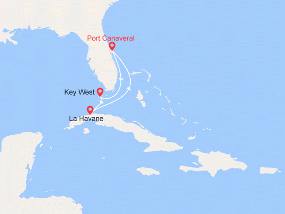 itinéraire croisière Caraïbes et Antilles : Cuba & Key West au départ d' Orlando