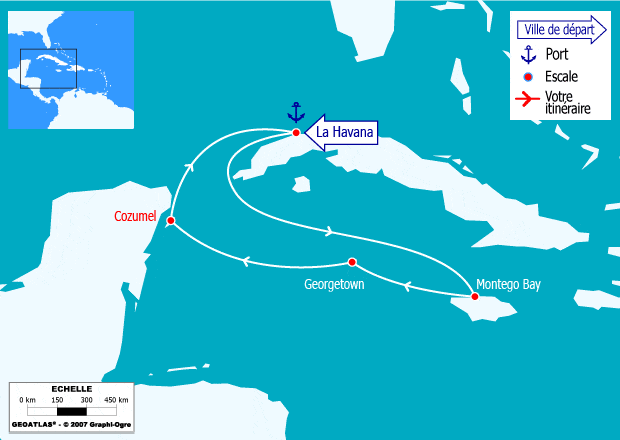 itinéraire croisière Cuba : Cuba, Jamaïque, Iles Caïmans, Mexique