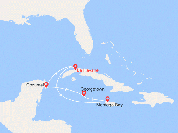 itinéraire croisière Cuba - Cuba : Cuba, Jamaïque, Iles Caïmans, Mexique