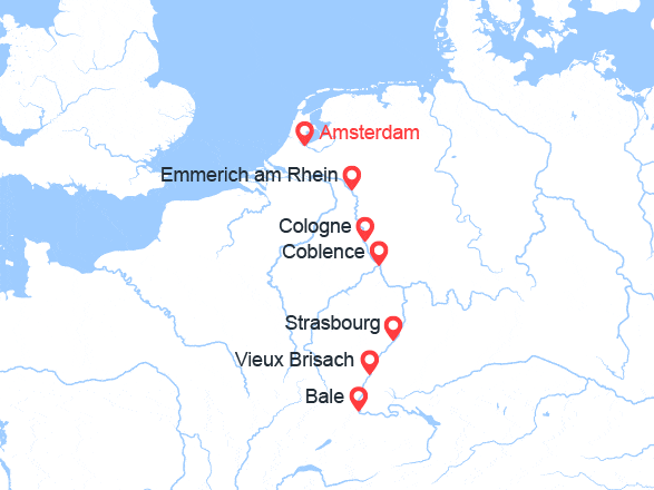 itinéraire croisière Rhin et ses affluents : D'Amsterdam à Bâle : les trésors d'un fleuve mythique, le Rhin (ABE_PP)