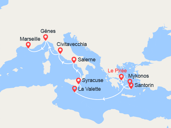 itinéraire croisière Iles grecques : D'Athènes à Marseille