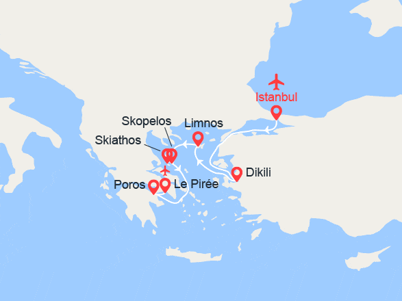 itinéraire croisière Iles grecques : D'Istanbul à Athènes / Cabine Vue mer + Vols + Transferts + Hôtel