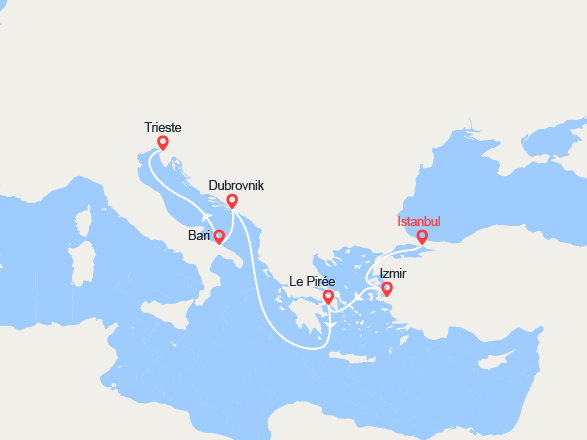 itinéraire croisière Méditerranée Orientale : D'Istanbul à Trieste